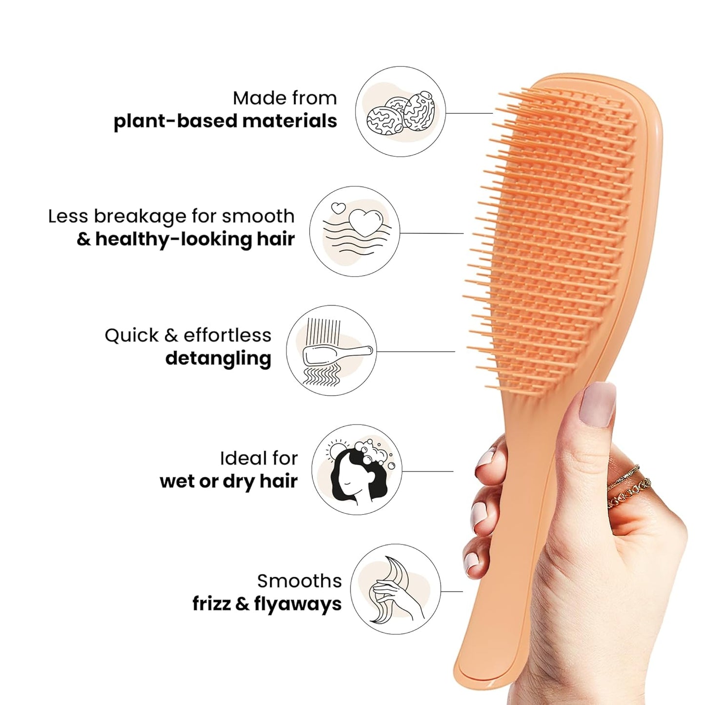 Tangle Teezer Plant-Based Ultimate Detangler Brush, Dry & Wet Hair Brush, Eliminates Knots & Reduces Breakage for All Hair Types, Orange