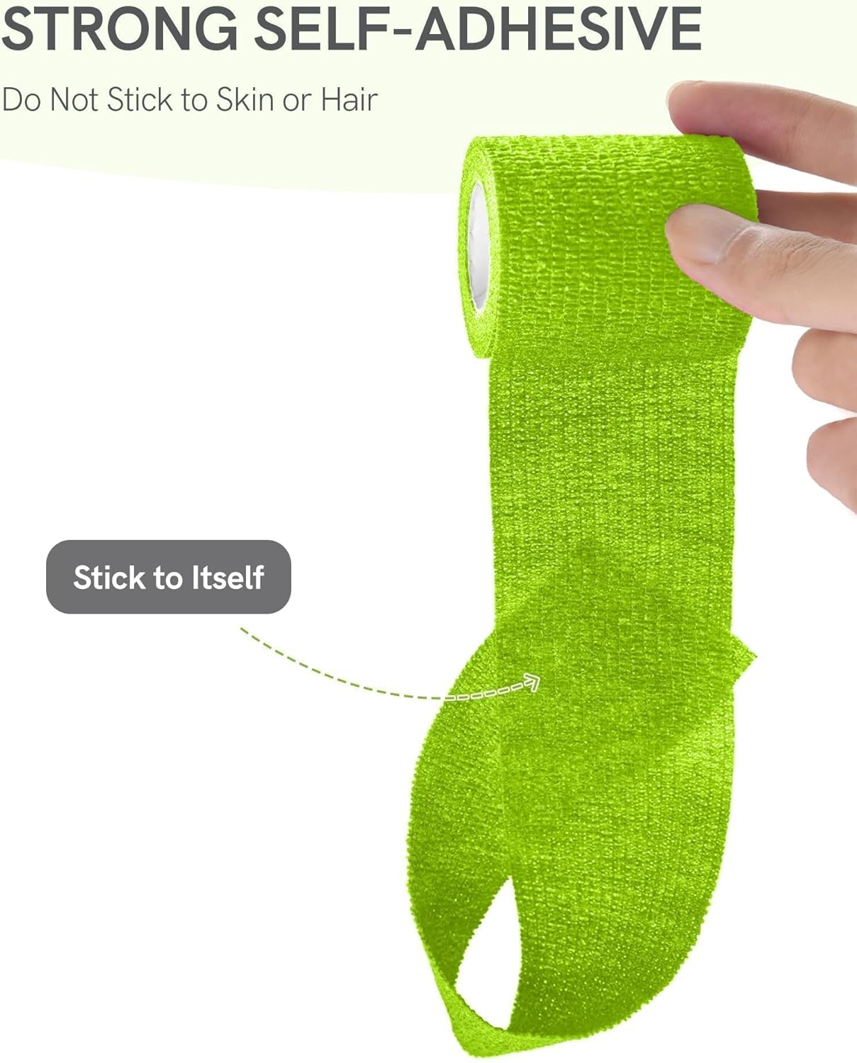 FriCARE Self Adhesive Bandage Wrap, Medical Tape in First Aid Kit, Cohesive Bandages for Wounds Sport Vet, 2 Inches X 5 Yards 6 Rolls, Grass Green