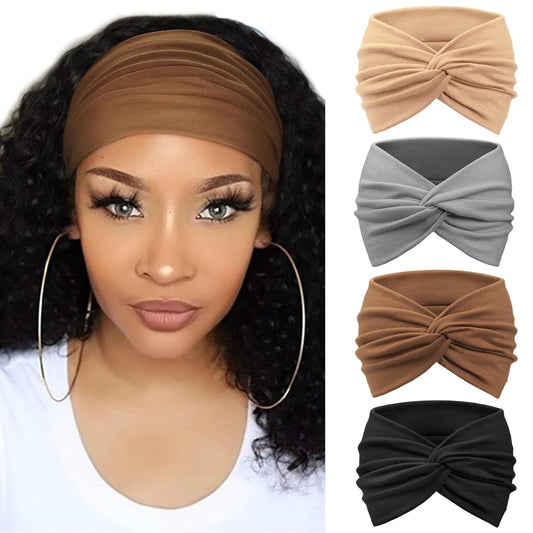 Extra Wide Headbands for Women Large Turban Headband Non Slip Boho Elastic Hairband Hair Twisted Knot Head Bands Accessories