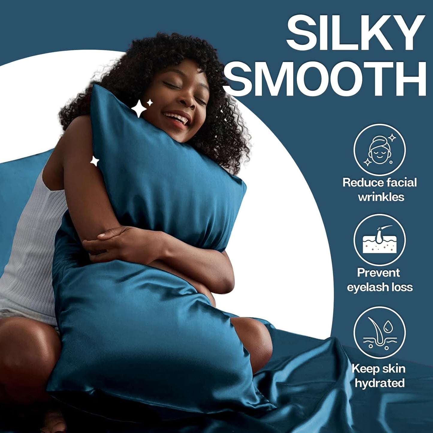 MR&HM Satin Pillowcase for Hair and Skin, Silk Satin Pillowcase 2 Pack, Queen Size Pillow Cases Set of 2, Silky Pillow Cover with Envelope Closure (20x30, Teal)