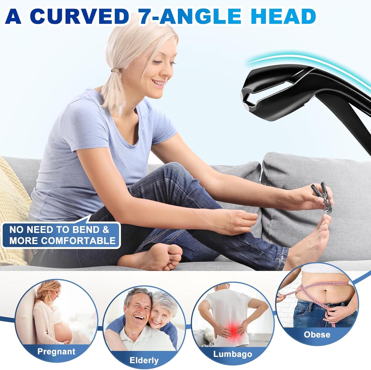 Toenail Clippers for Seniors Thick Toenails, Angled Head Long Handle Toe Nail Clippers for Men, Toenail Clippers for Thick Toenails with Wide Jaw, Heavy Duty Large Nail Cutter Gifts for Men Women