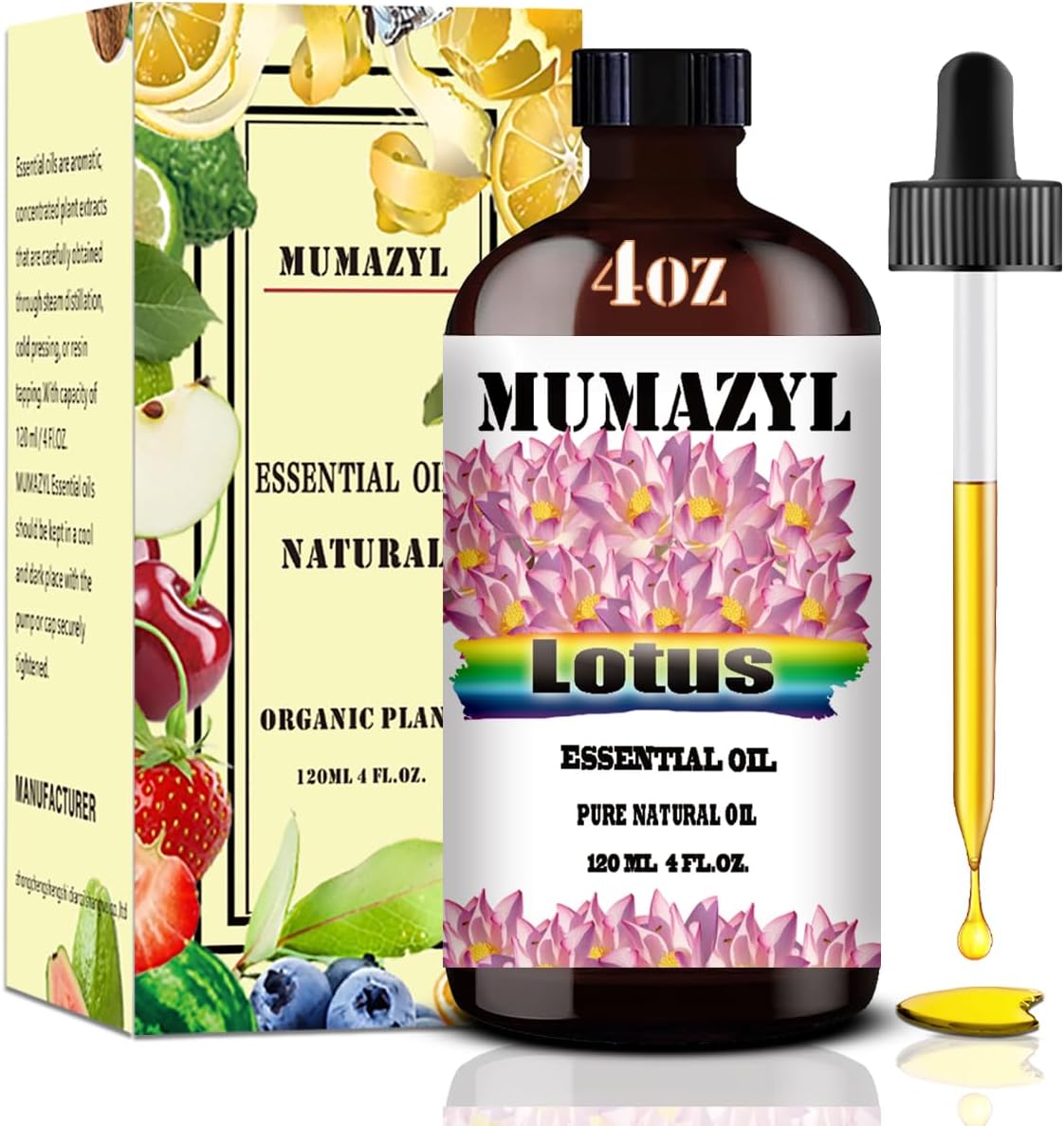Lotus Essential Oil, Lotus Oil 4 Fl Oz 120ML for Diffuser Humidifier Yoga Cleaning DIY Candle Soap Making Essential Oils