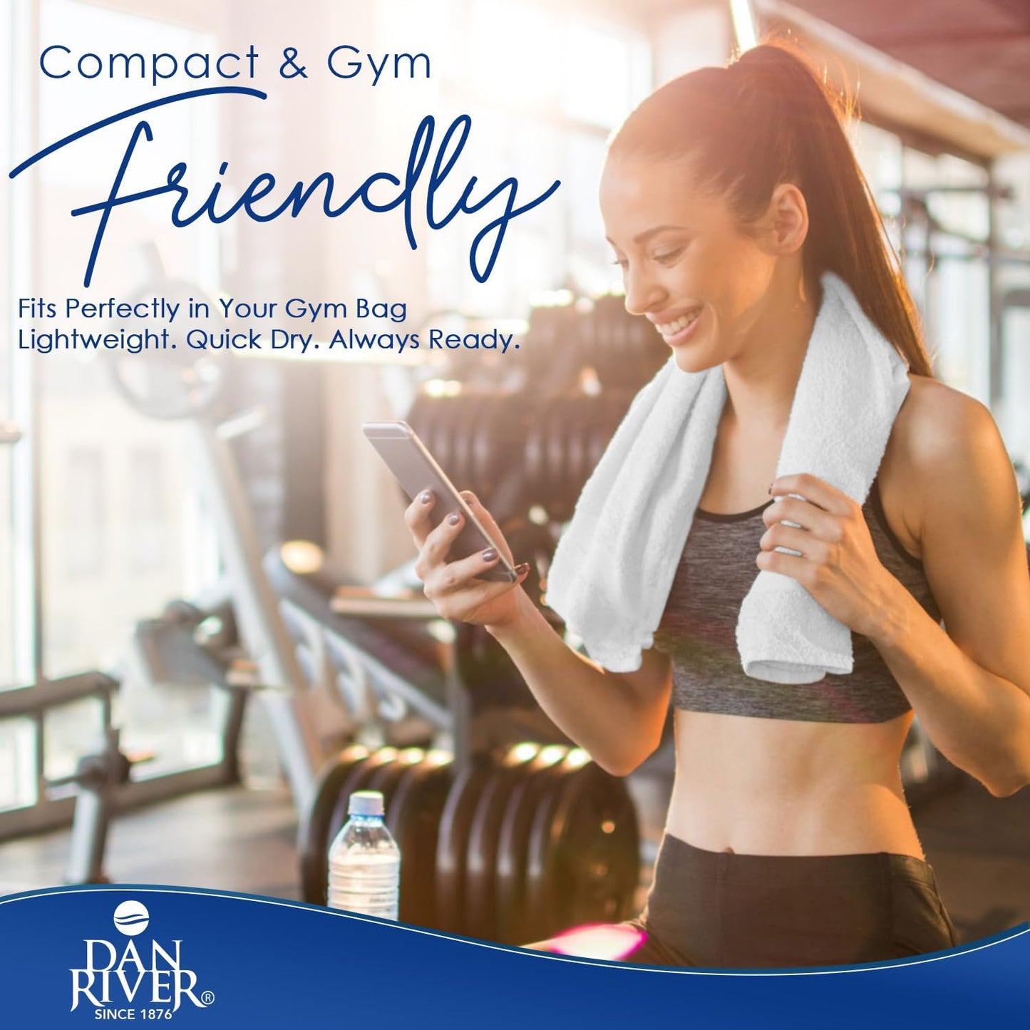 DAN RIVER 6-Pack Premium Hand Towels (16x28 Inches) - 100% Cotton, Ultra Soft, Lightweight, Highly Absorbent Towels for Bathroom, Spa, Gym, Salon, Hotel, and Travel - 550 GSM – White