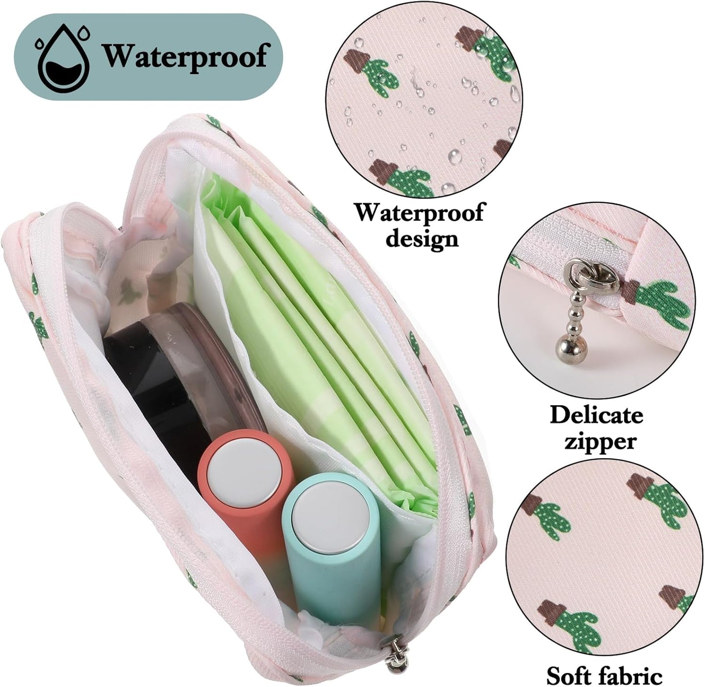 3Pcs Period Pouches for Teen Girls, Sanitary Napkin Storage Pad Pouch, Portable Menstrual Tampon Pad Holder Feminine First Period Bag for School
