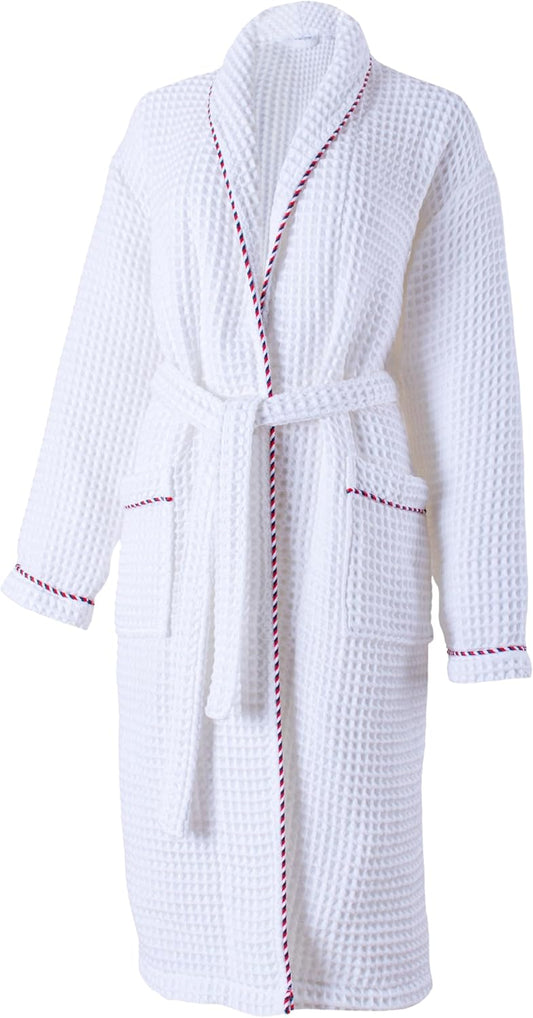 PÜSKÜL - Elegant Waffle Robe Unisex, Luxury Organic 100% Turkish Cotton Waffle Bathrobes for Women's & Men's