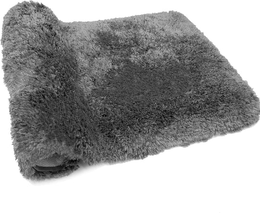 FIFU Bathroom Rugs 24" W x 36" L, Bath Mat for Bathroom, Bedroom, Laundry Room & Kitchen, Non-Slip Rubber Latex Backing, Extra Soft and Absorbent Microfiber Carpet, Machine Washable Rug, Dark Gray