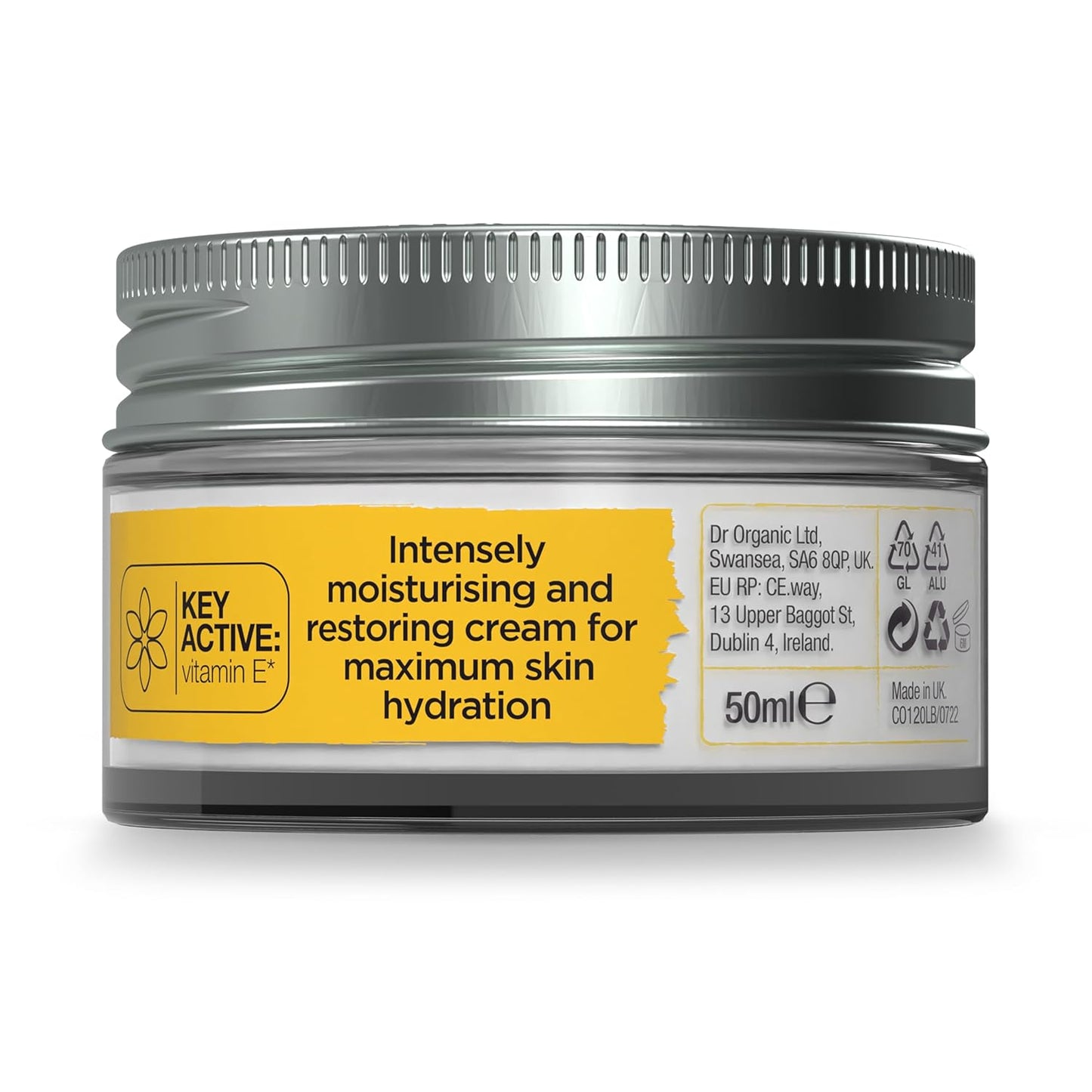 Dr. Organic Vitamin E Moisturising and Restoring Cream | Deeply Hydrates, Restores Skin’s Natural Balance, Natural, Certified Organic, Paraben & SLS-Free, 50 mL / 1.7 fl oz