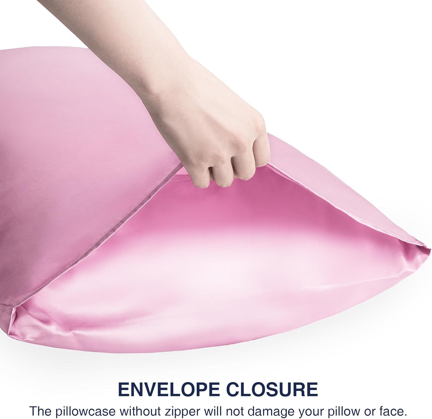 EXQ Home Pillowcase Pink Pack 2 Standard Size 20x26inches Soft Pillow Cases Set of 2 Satin Pillow Case with Envelope Closure