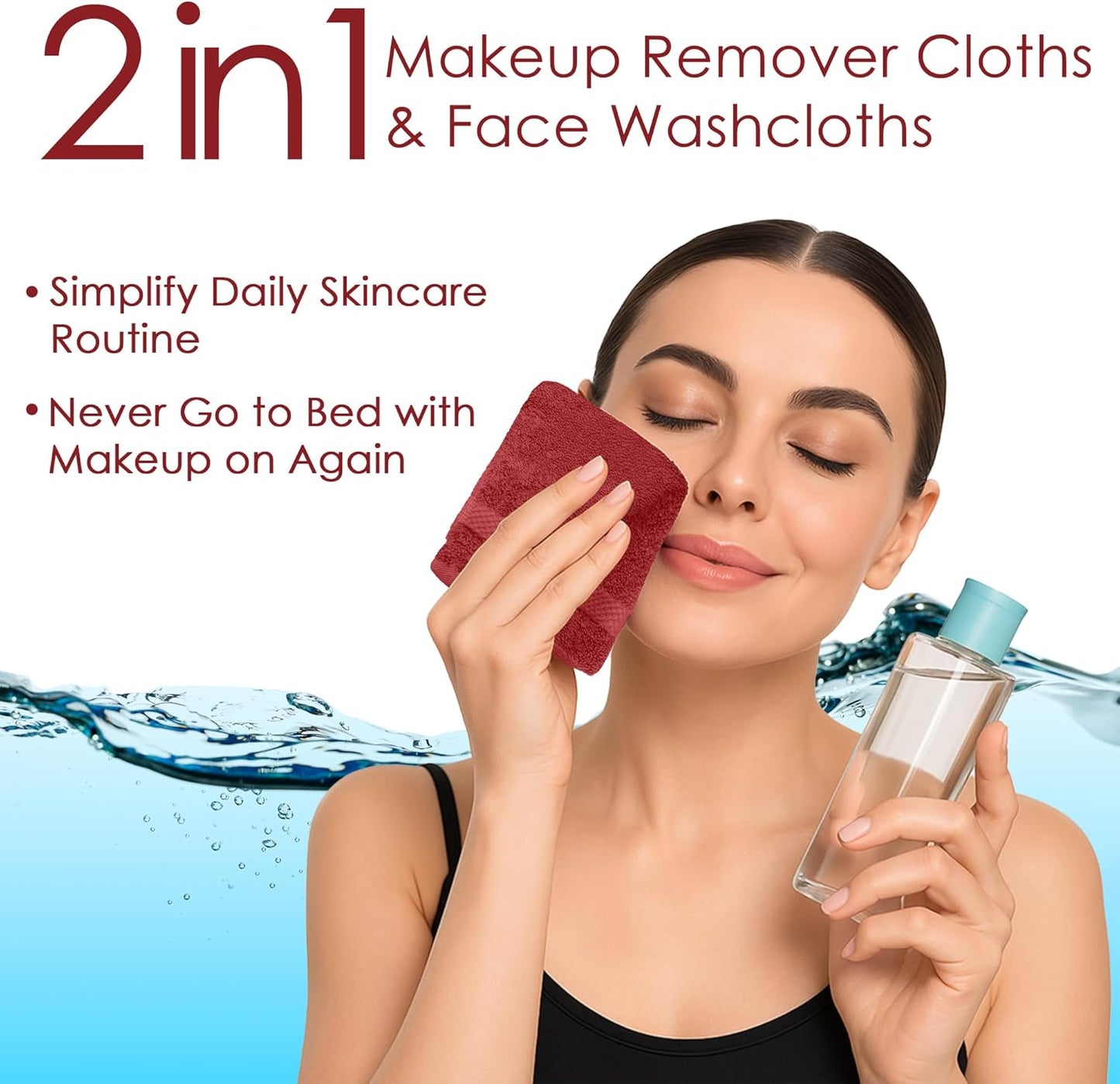 DAN RIVER 12-Pack Premium 100% Cotton RED Face Towels – Reusable Face Towel Set, Soft & Absorbent Small WashCloths for Bathroom & Body – Hand and Face Towels, 550 GSM (12x12 in)