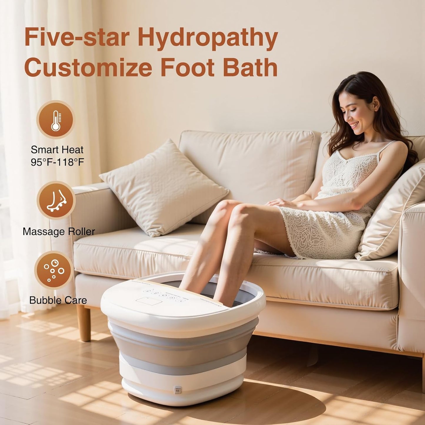 Pedicure Foot Spa with Bubble and Heat,Collapsible Foot Soaking Tub with Remote Control,Pedicure Tools for Feet,Foot Bath Soak Tub Gift for Women/Men,Mom/Dad
