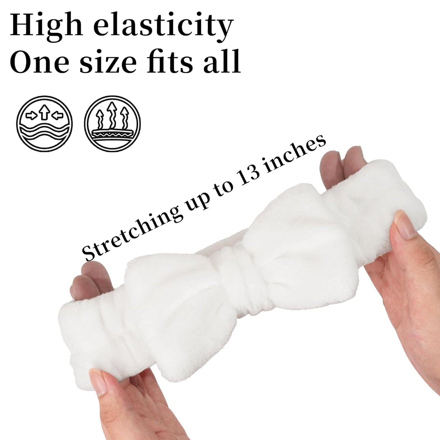 Ayesha White Spa Headband and Wristband Set for Skincare Makeup Headband Wrist Cuffs for Washing Face Bubble Skincare Hairband for Women Girls (White set)