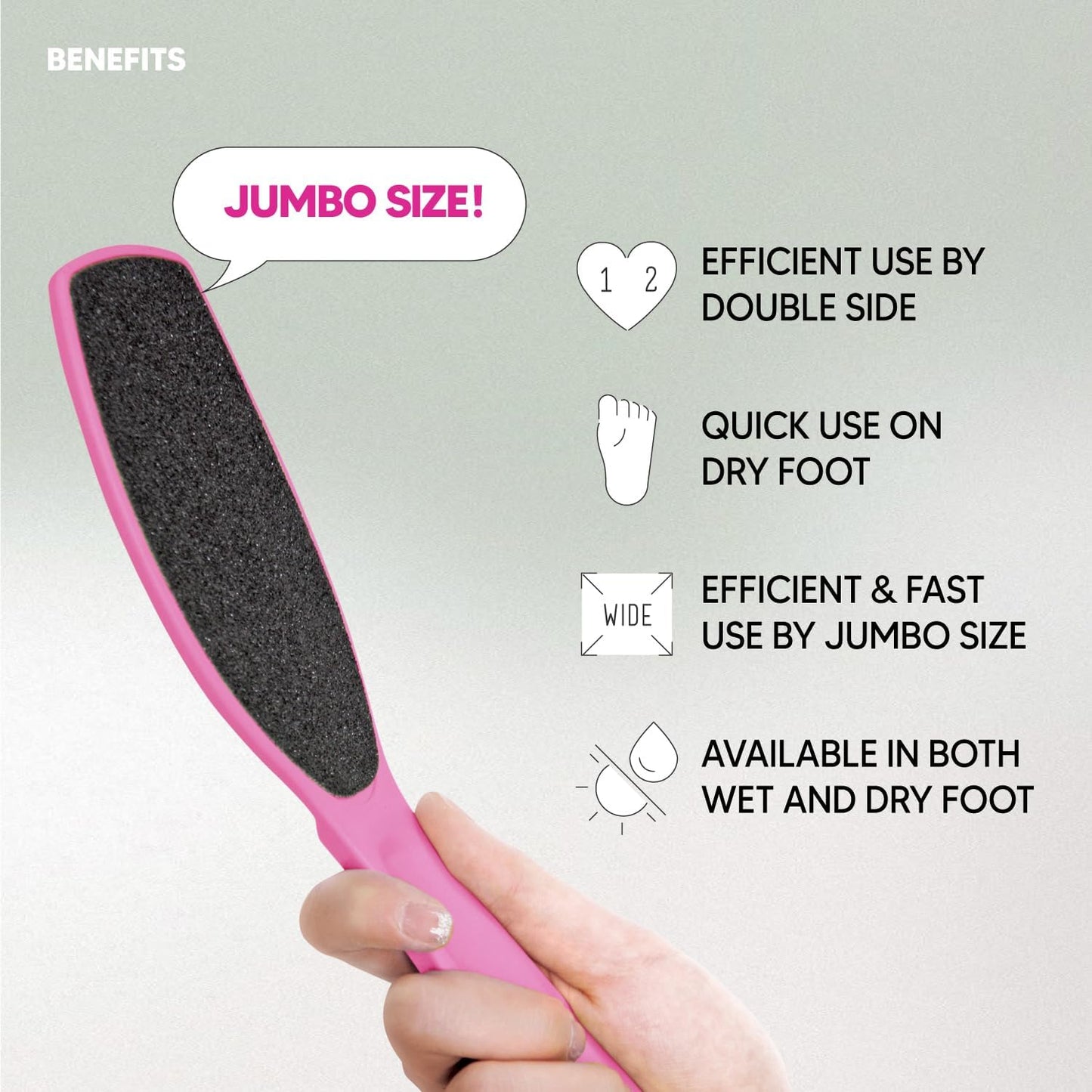 Wide Emery Foot File(Hot Pink), Double-Sided Pedicure Tool, Colossal Professional Foot File for Men & Women, Effective for Cracked Heel, Callus Remover, Foot Scrubber