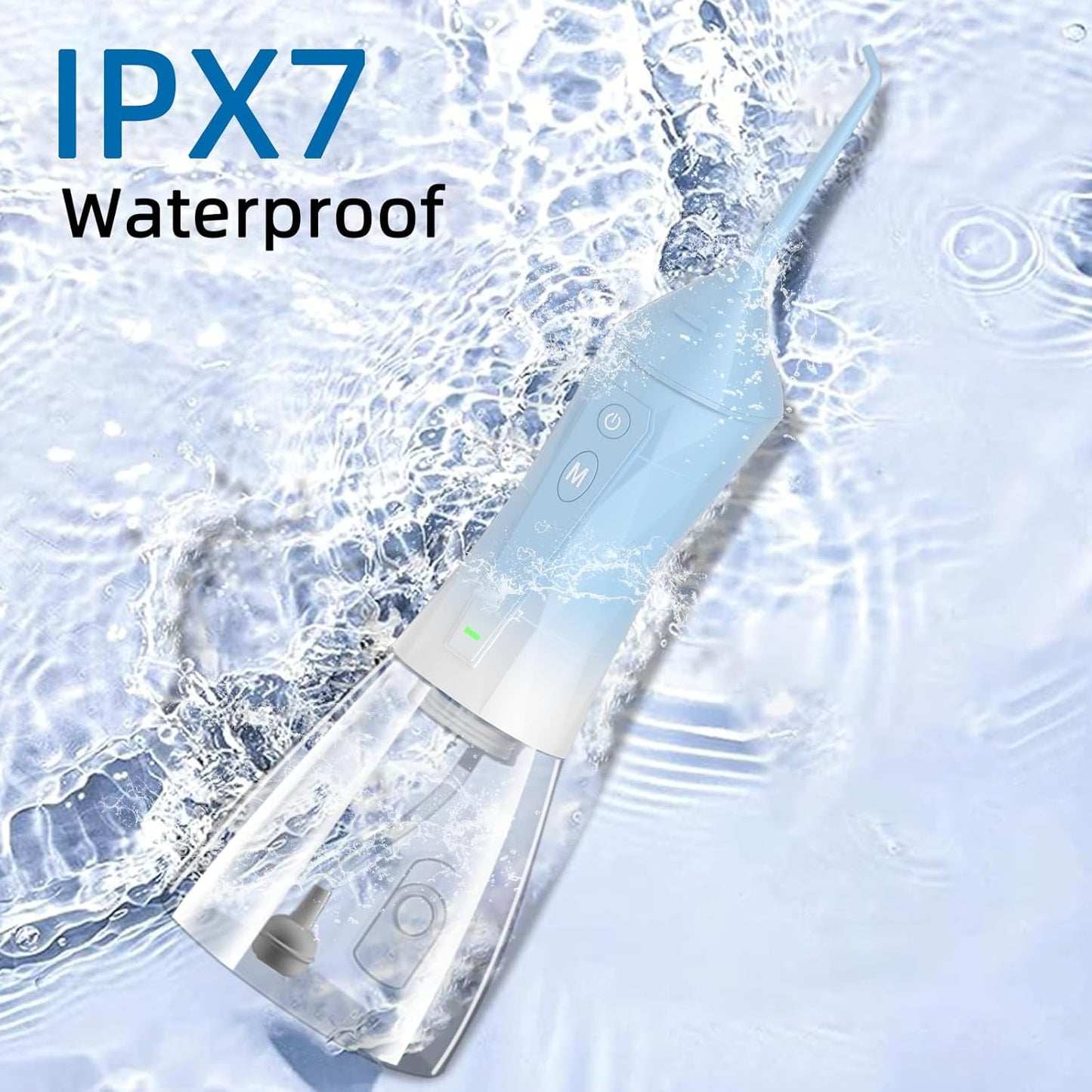 Water Dental Flosser Teeth Pick: Portable Cordless Oral Irrigator 320ML Rechargeable Travel Irrigation Cleaner with 5 Flossing Tips, IPX7 Waterproof Electric Flossing Machine for Teeth Cleaning