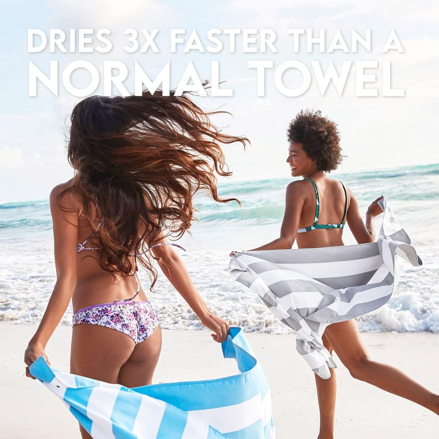 Dock & Bay Beach Towel - Quick Dry, Sand Free - Compact, Lightweight - 100% Recycled - Includes Bag - Cabana Light - Tulum Blue - Extra Large (200x90cm, 78x35)