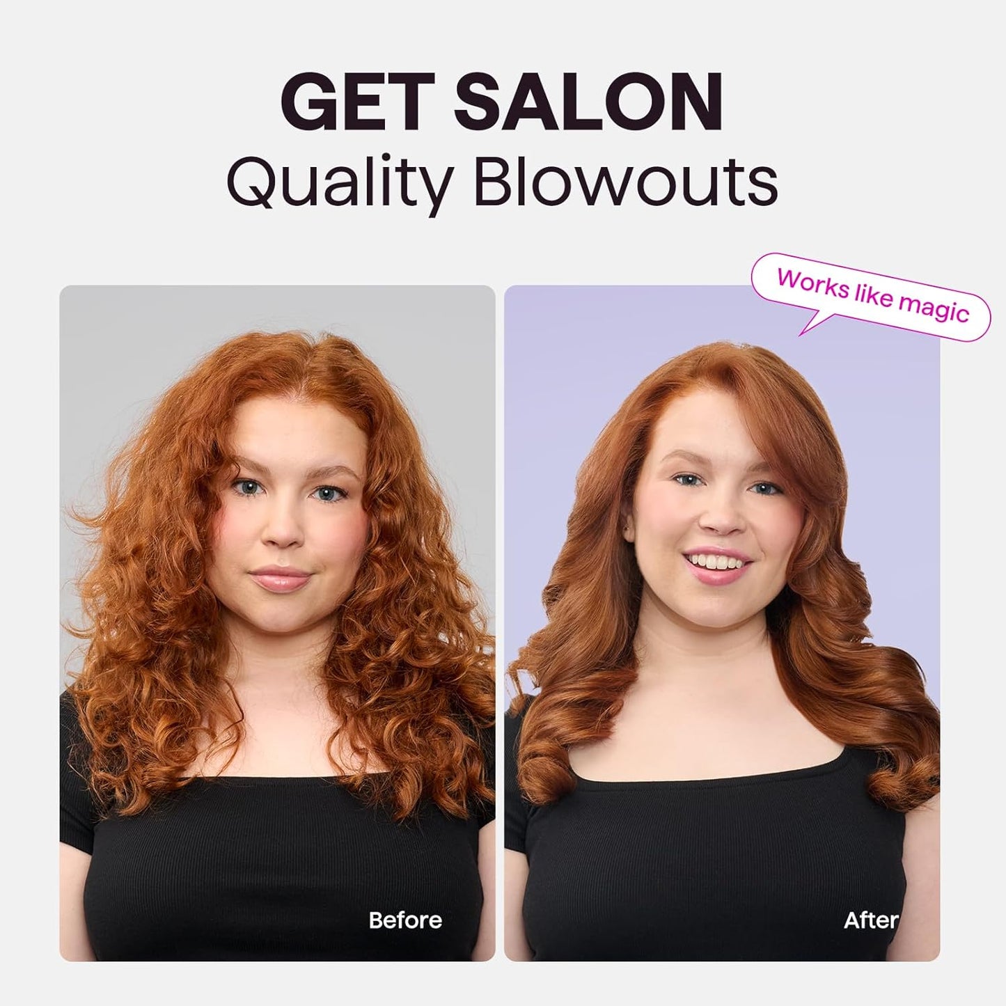 Wavytalk Thermal Brush, 1.5 Inch Blowout Express Ionic Thermal Round Brush Creates Blowout Look in 10 Minutes Makes Hair Shinier & Smoother, Dual Voltage (Lavender Purple)