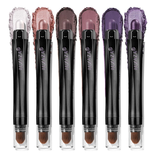 Neutral Eyeshadow Stick 6PCS Set, Pink and Purple Metallic Shimmer Matte Cream Eye Shadow Eyeliner Brightener Pencil Crayon, Halloween Makeup - PURPLE MARTINI