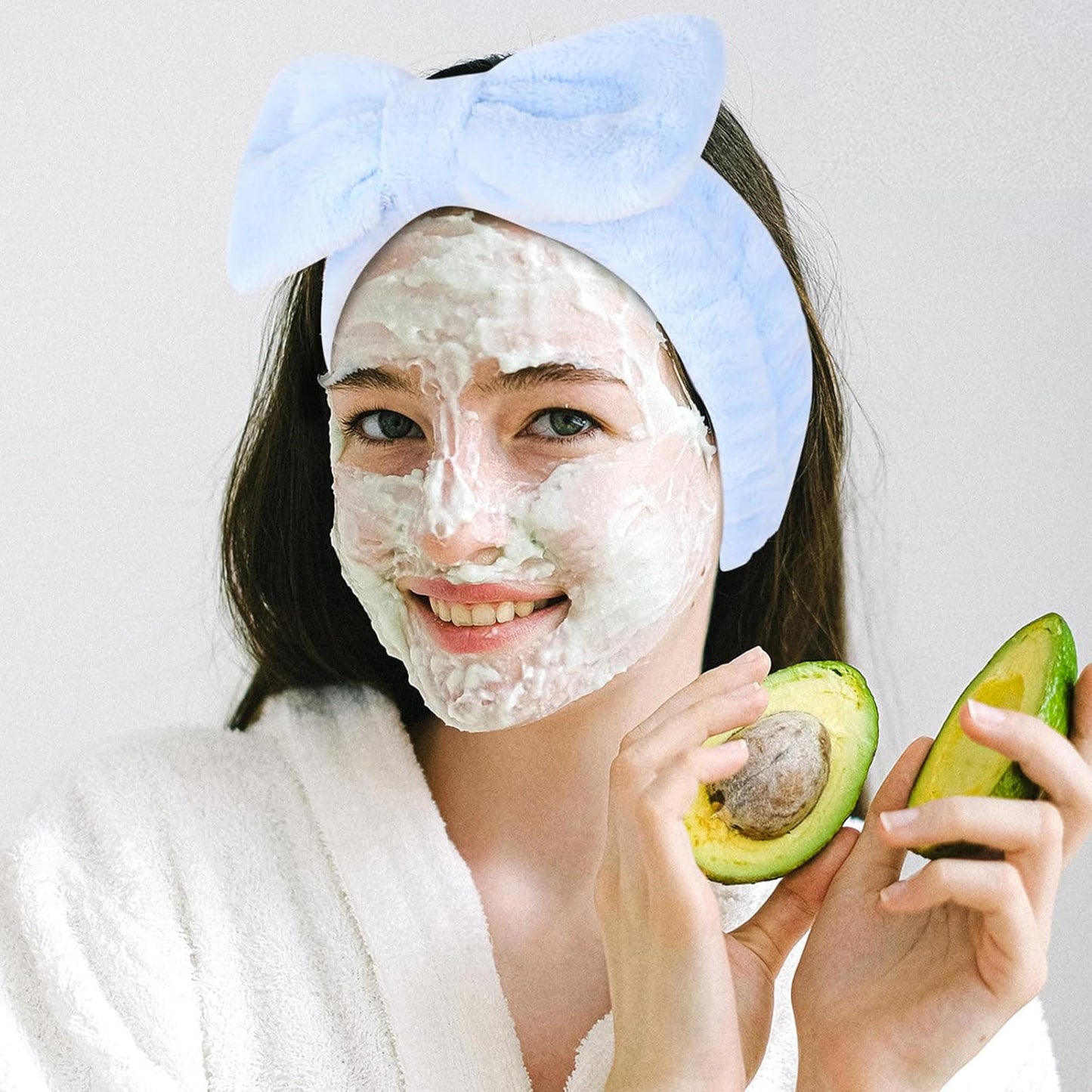 Ondder 8 Pcs Blue Spa Headbands - Fuzzy Terry Cloth Face Wash Headbands for Women's Makeup & Skin Care