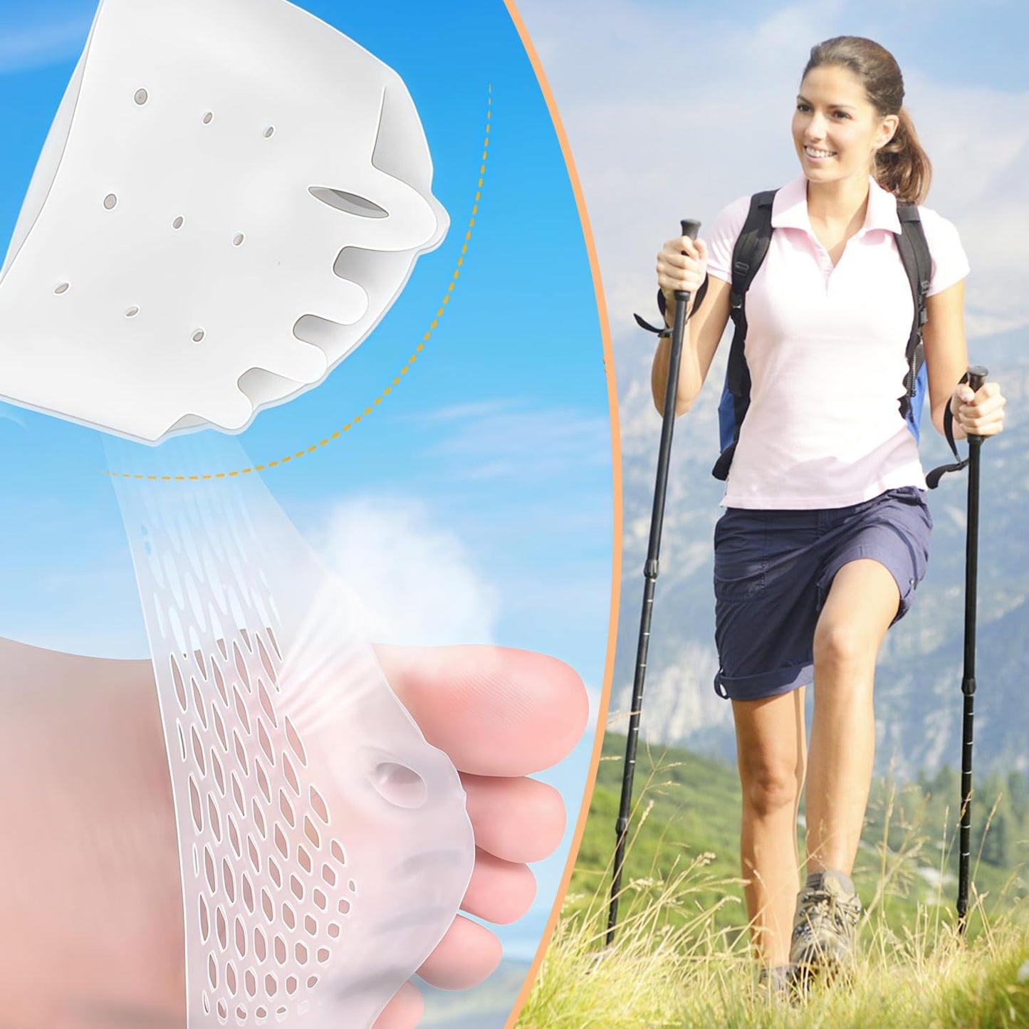 4Pairs Silicone Toe Separators for Women, Toe Separators for Women, Silicone Toe Separators for Women & Men, Bunion Corrector Cushion, Breathable Soft Gel Foot Cushions.