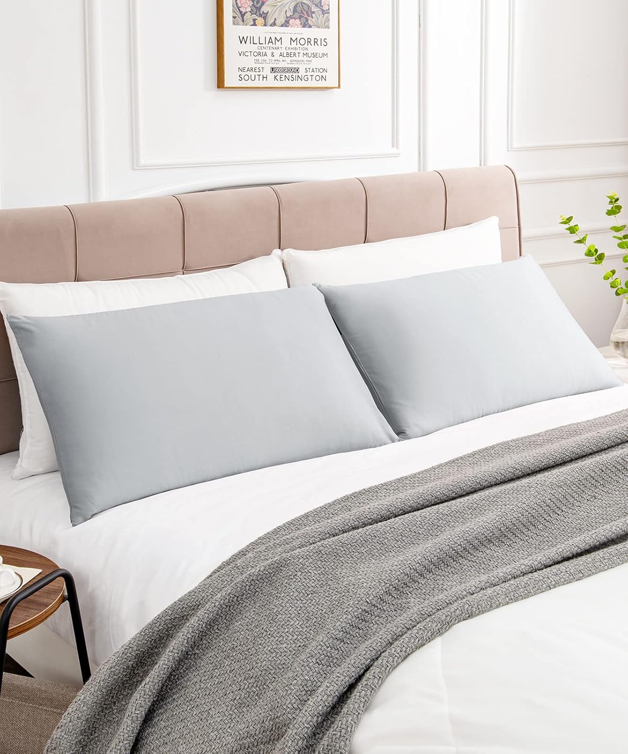 Warmstar Cotton Pillow Cases King Size Set of 2, 600 Thread Count Pillowcases 20x36 Inches, Soft Long Staple Cotton Pillowcases Breathable with Envelope Closure,Grey