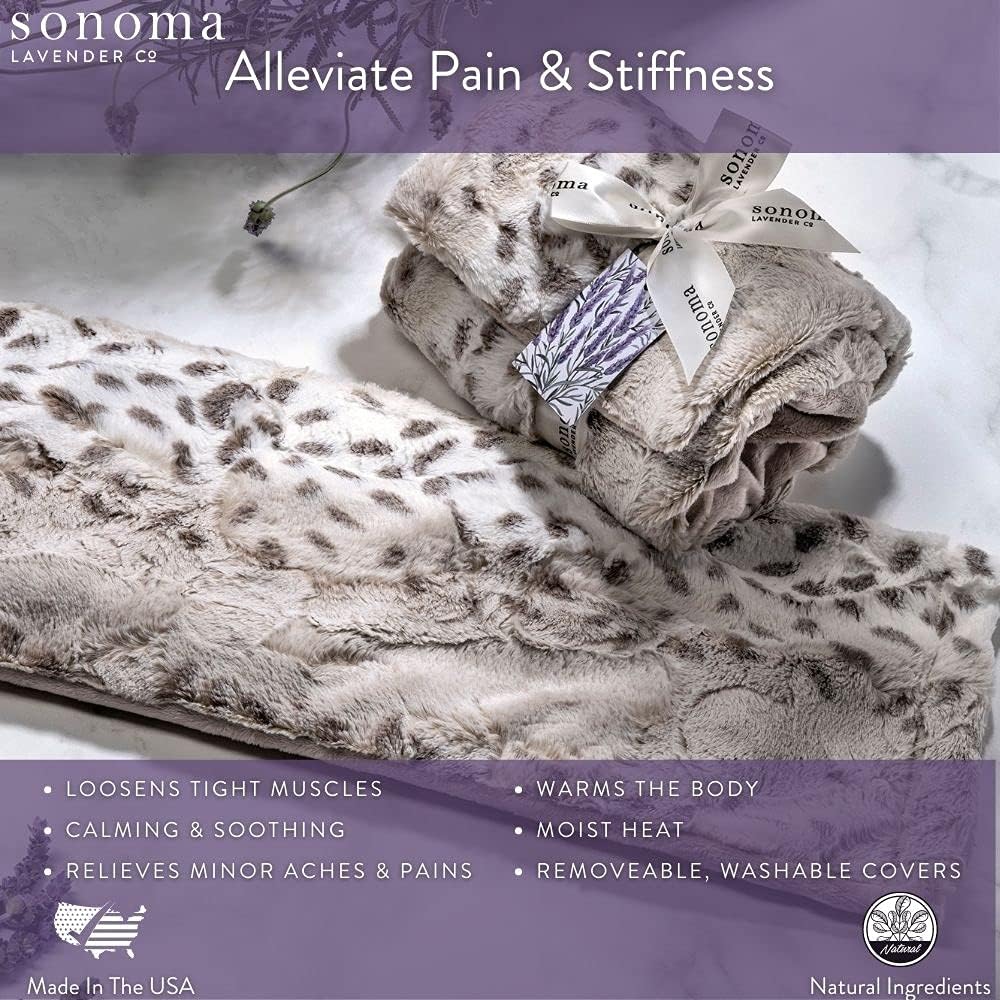 Sonoma Lavender Spa Heat Wrap for Neck, Shoulders and Lower Back, Microwaveable Lavender Aromatherapy Heating Pad, Removable and Washable Covers, Stress and Pain Relief (9" x 26", Arctic Circle)