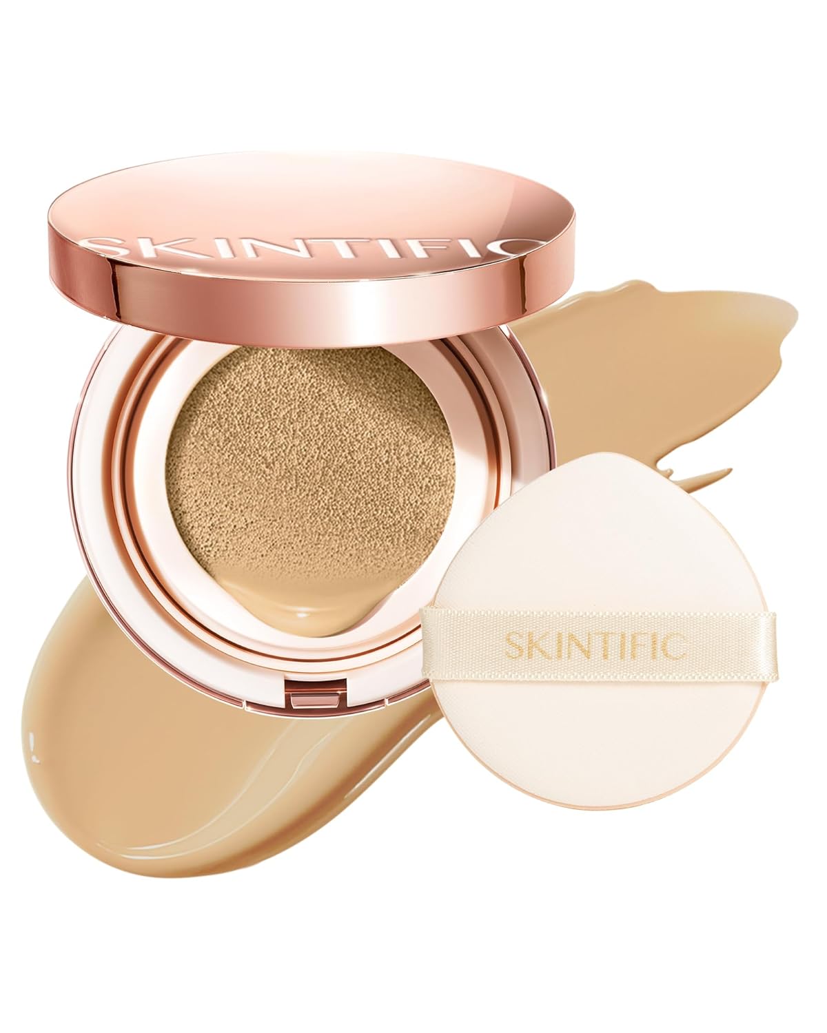 Full Coverage Cushion Foundation, Weightless, Skin Fit, Satin Glow Finish, Oil-Control Waterproof Foundation, Sweatproof Flawless BB Cream CC Korean Makeup Buildable