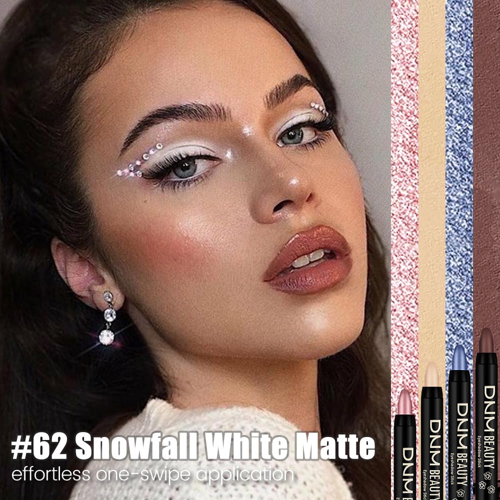 evpct White Matte Cream Eye Shadow Sticks Brightener Pencils for Women, Smoky White Silky Eyeshadow Applicator Stick Pen Waterproof, Blendable Crease-Proof Stick Eyeshadow Matte Eye Makeup 62