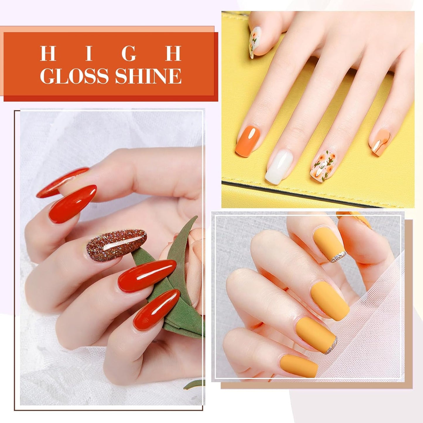 CANNI 6Pcs 9ml Yellow Orange Fall Gel Nail Polish Set- Orange Red Yellow Fall Colors Gel Polish Kit DIY at Home Salon Christmas New Year's Gifts for Girls