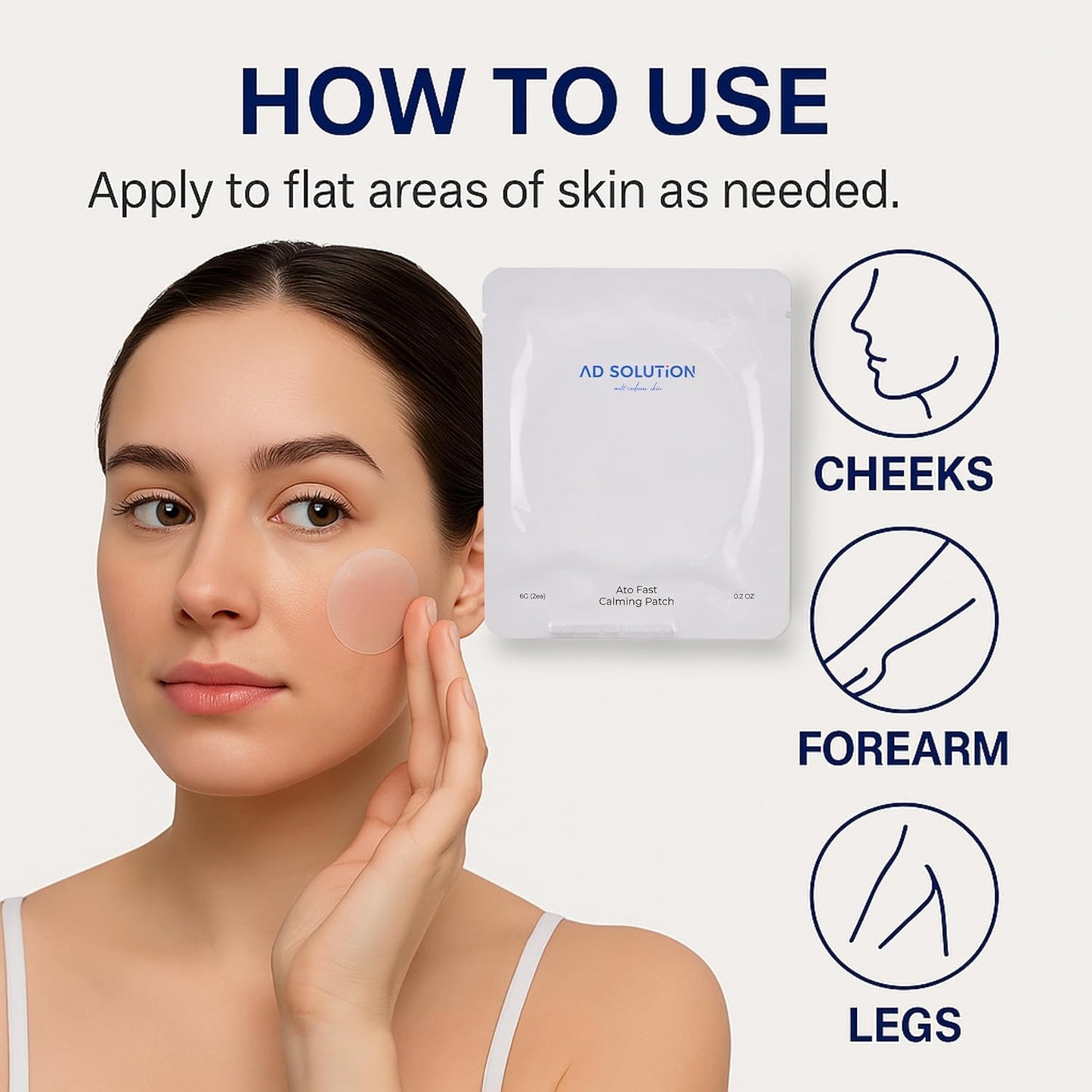 Ato Fast Calming Patch for Skin Redness, Itching & Flare-Ups – Soothing Hydrogel for Sensitive Skin with Cica & Panthenol – 10 Pairs