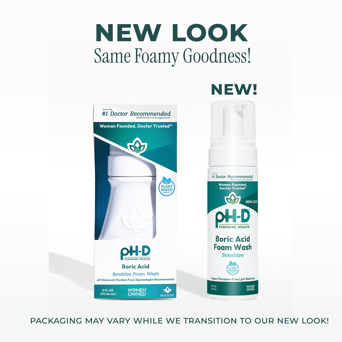 pH-D Feminine Health - Boric Acid Foam Wash - pH-Balanced, Paraben-Free, and Plant-based (Sensitive, 6 Fl Oz (Pack of 2))