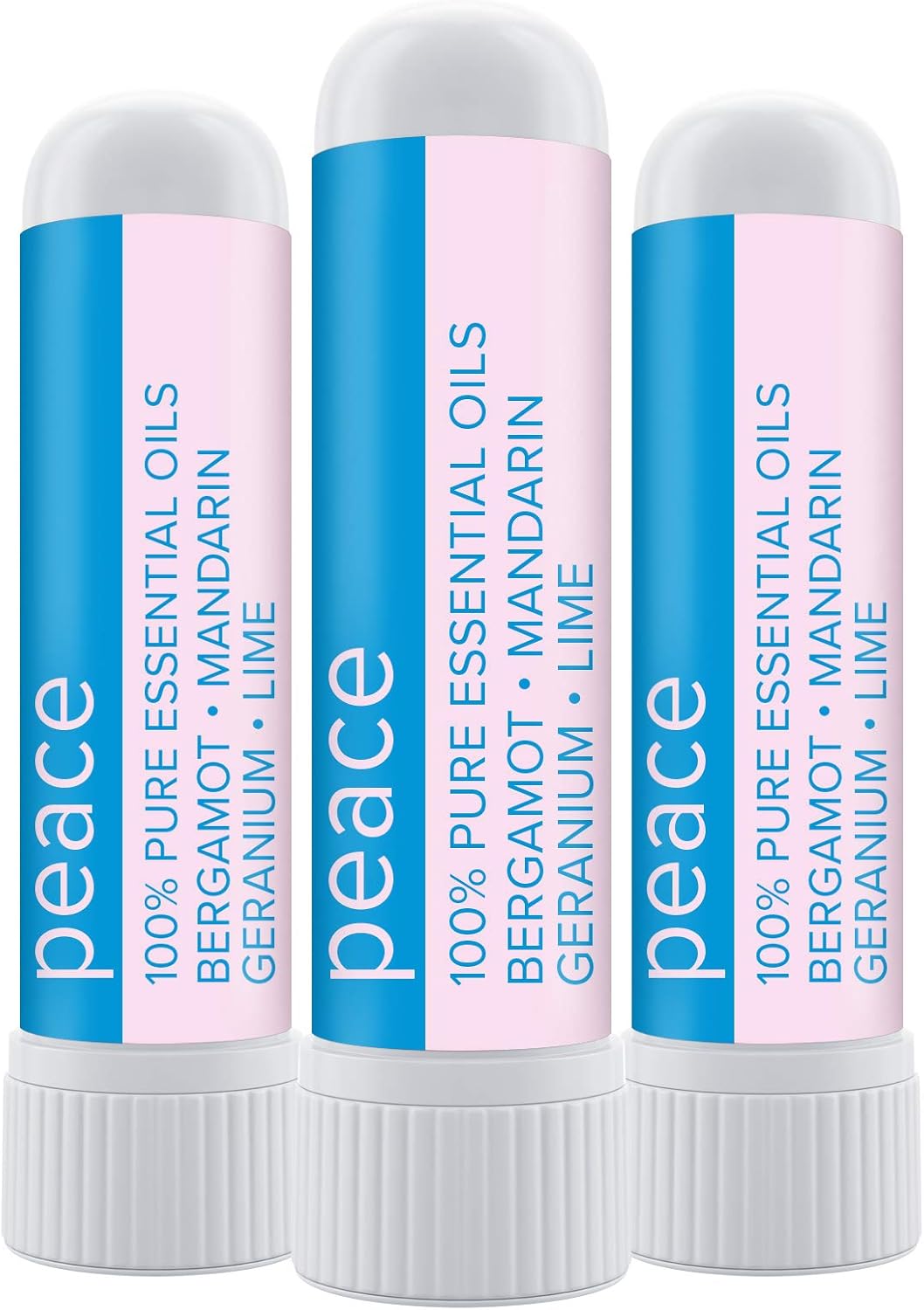 MOXĒ Peace Nasal Inhaler, Calming Essential Oil Blend, Tension Relief, Helps Relaxation and Meditation, Soothing Fragrance, Bergamot, Mandarin, Geranium, Lime, Made in USA (3 Pack)