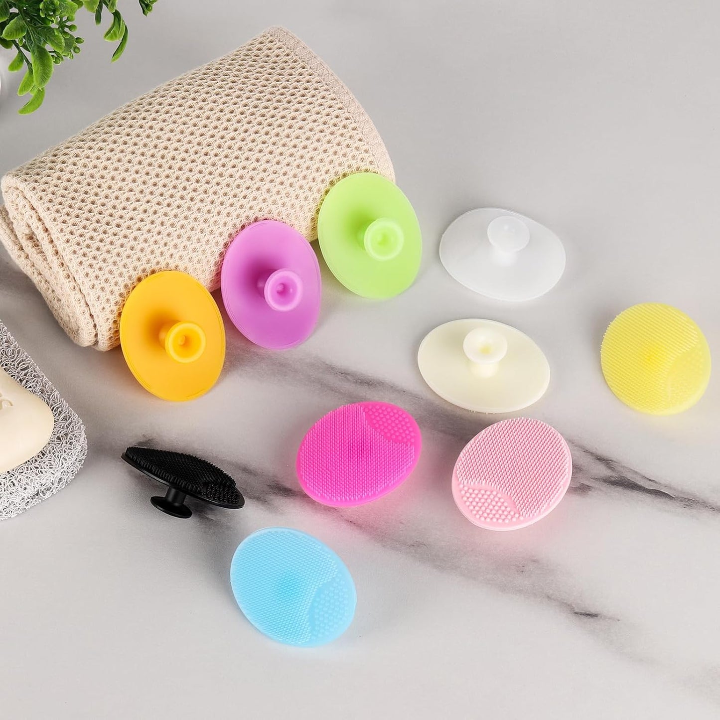 10 Pcs Silicone Face Scrubbers with Suction, Exfoliating Facial Cleansing Brush for Gentle Exfoliation & Deep Cleaning - Multi Colored