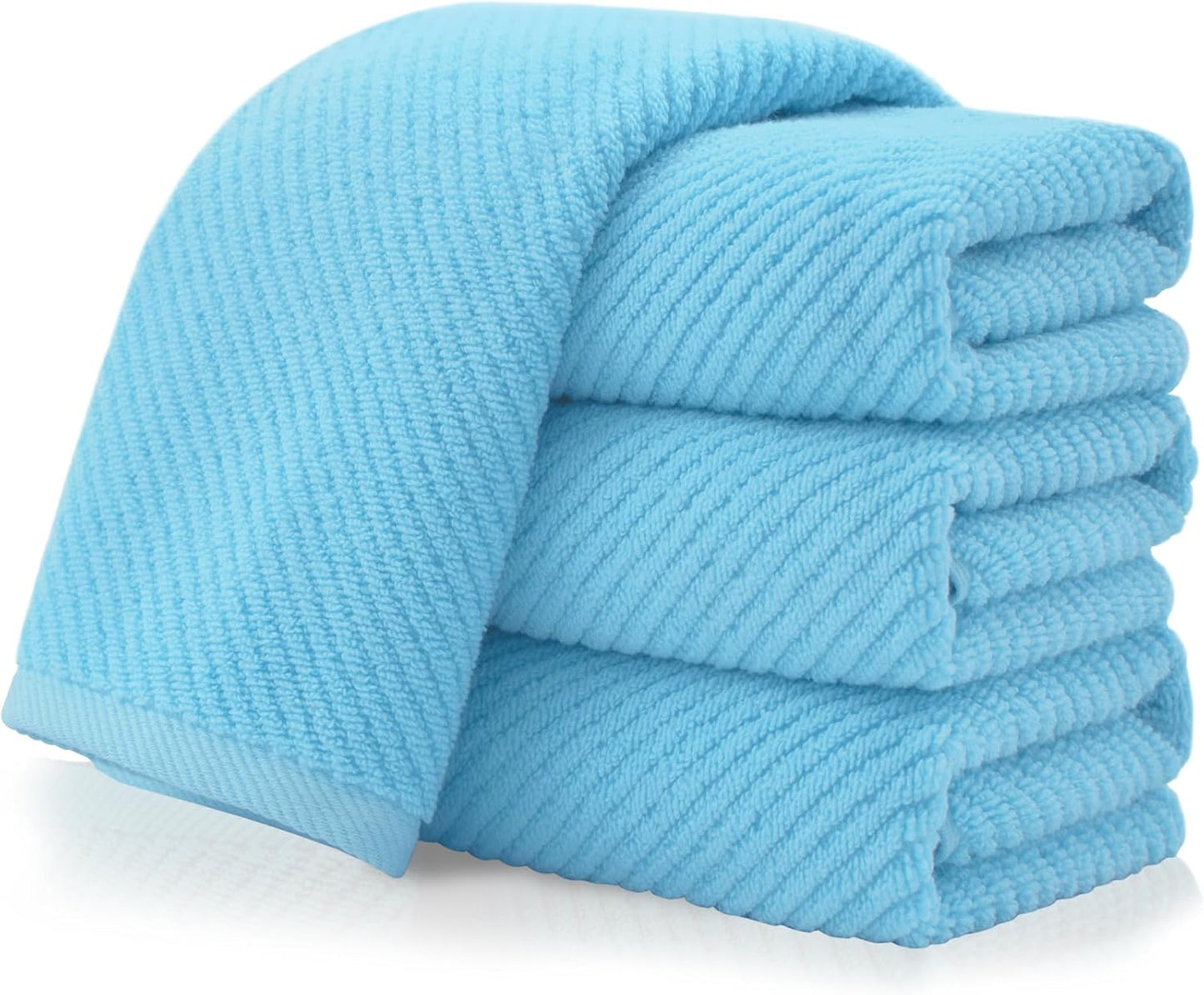 VOOVA & MOVAS Hand Towels for Bathroom Set of 4，Large 18"x 28" - 100% Cotton | Lightweight | Thick | Quick Dry | Soft | Absorbent, Bath Hand Towels, Bathroom Essentials, Blue