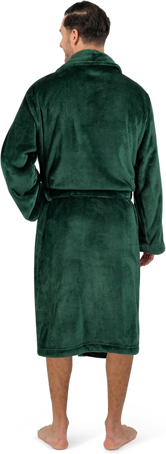 PAVILIA Mens Soft Robe Bathrobe for Men, Lightweight Fleece Male Robe Long Bath Shower Spa