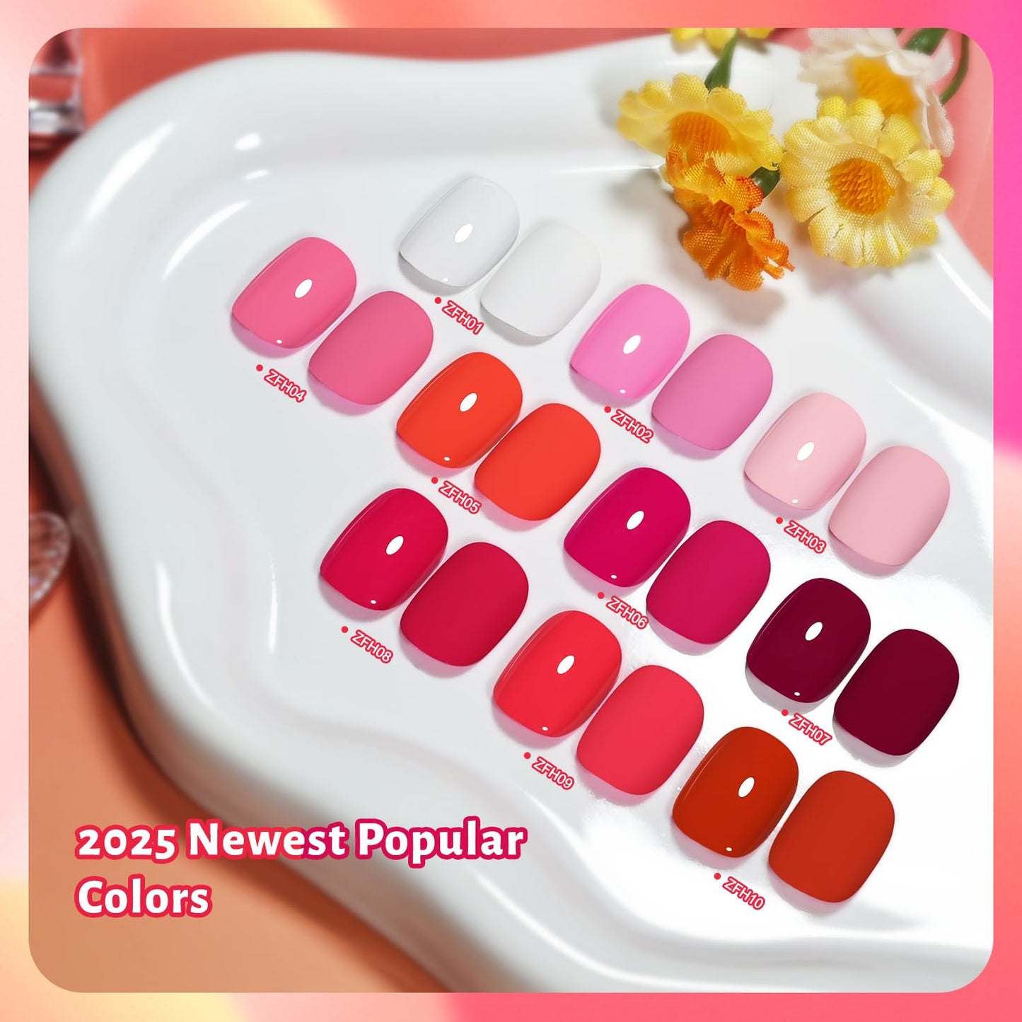 12 PCS Pink Nail Polish Set With 10 Colour Combo, 2 PCS Base and Top Coat, Fast Drying Long Lasting Nail Polish for Holiday Gift Giving