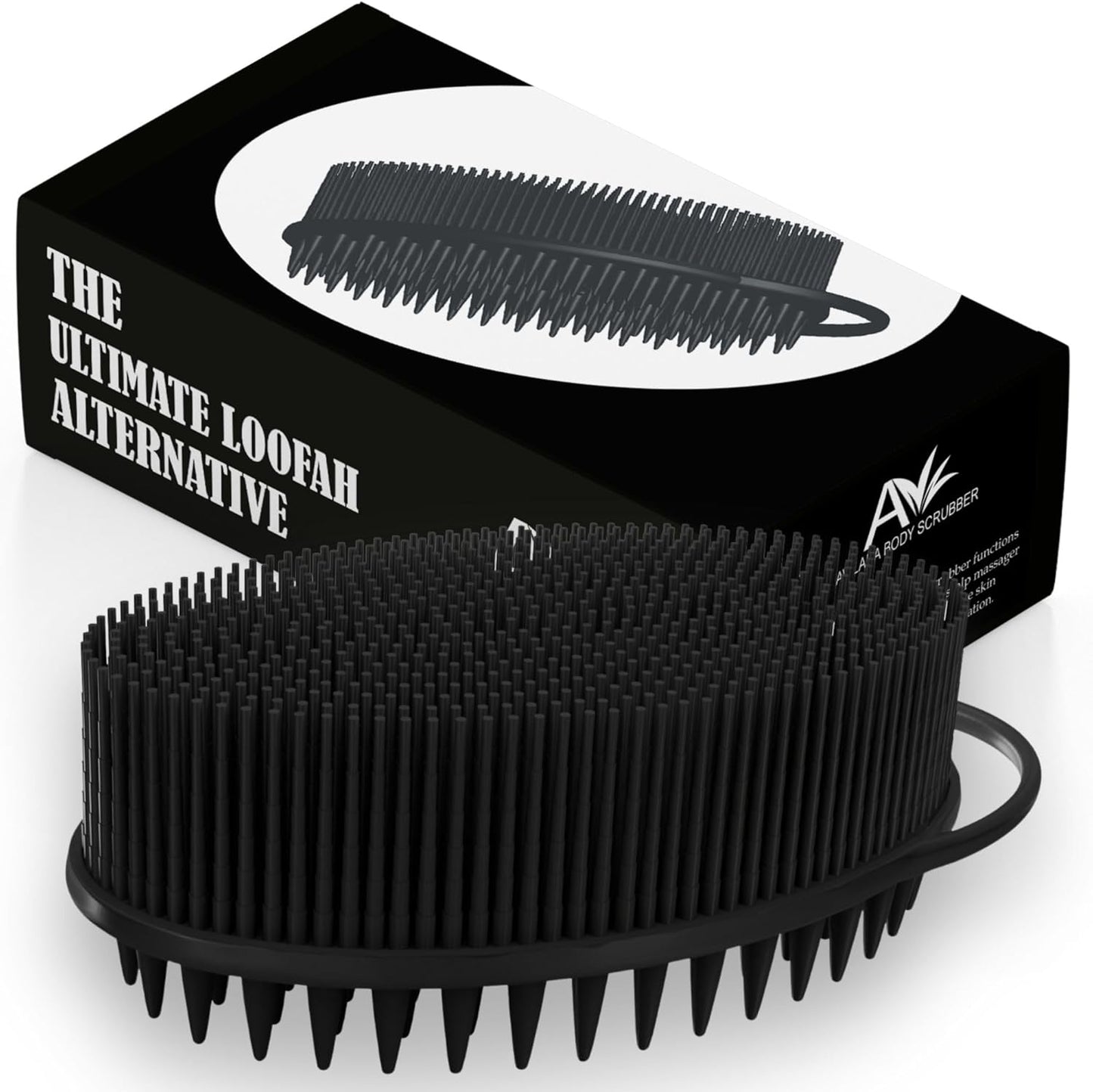 Avilana Silicone Body Scrubber – Gentle Shower Brush & Loofah Alternative- Food Grade & Lab Tested – Fast-Drying, Hygienic, BPA-Free Silicone Body Gentle Exfoliator (Black, Scalp)
