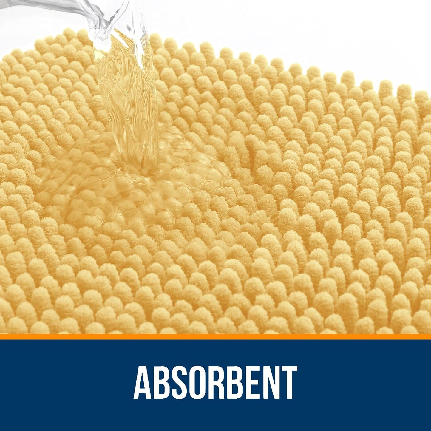 OLANLY Bathroom Rugs 70x46, Extra Soft Absorbent Chenille Bath Rugs, Rubber Backing Quick Dry, Machine Washable Bath Mats for Bathroom Floor, Tub and Shower, Home Decor Accessories, Yellow