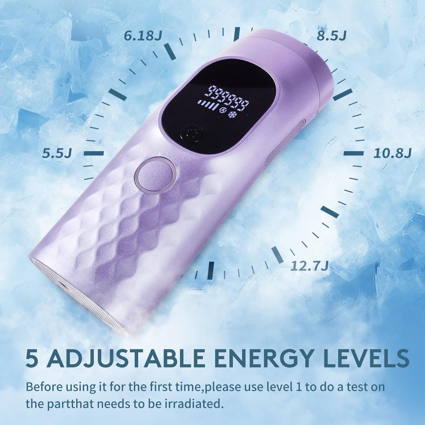 Laser Hair Removal for Women and Men - Permanent Painless Ice Cooling IPL Device Remover Machine with Shaver, Goggles, 999,999 Flashes for Body and Face, Corded - Purple