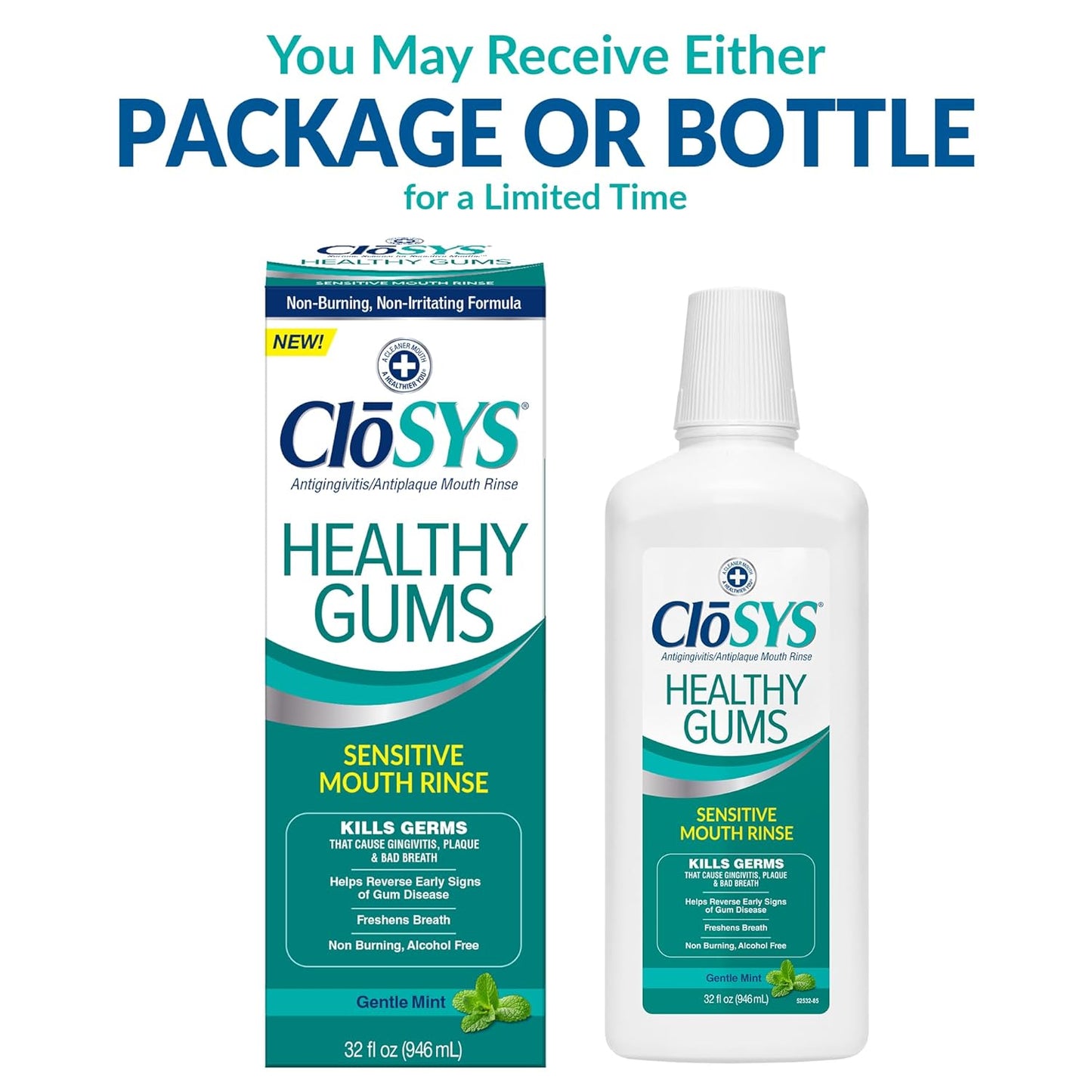 CloSYS Healthy Gums Mouthwash 32 Fl Oz, Pack of 3, Antiplaque, Anti-Gingivitis Mouthwash, Non-Burning, Non-Irritating