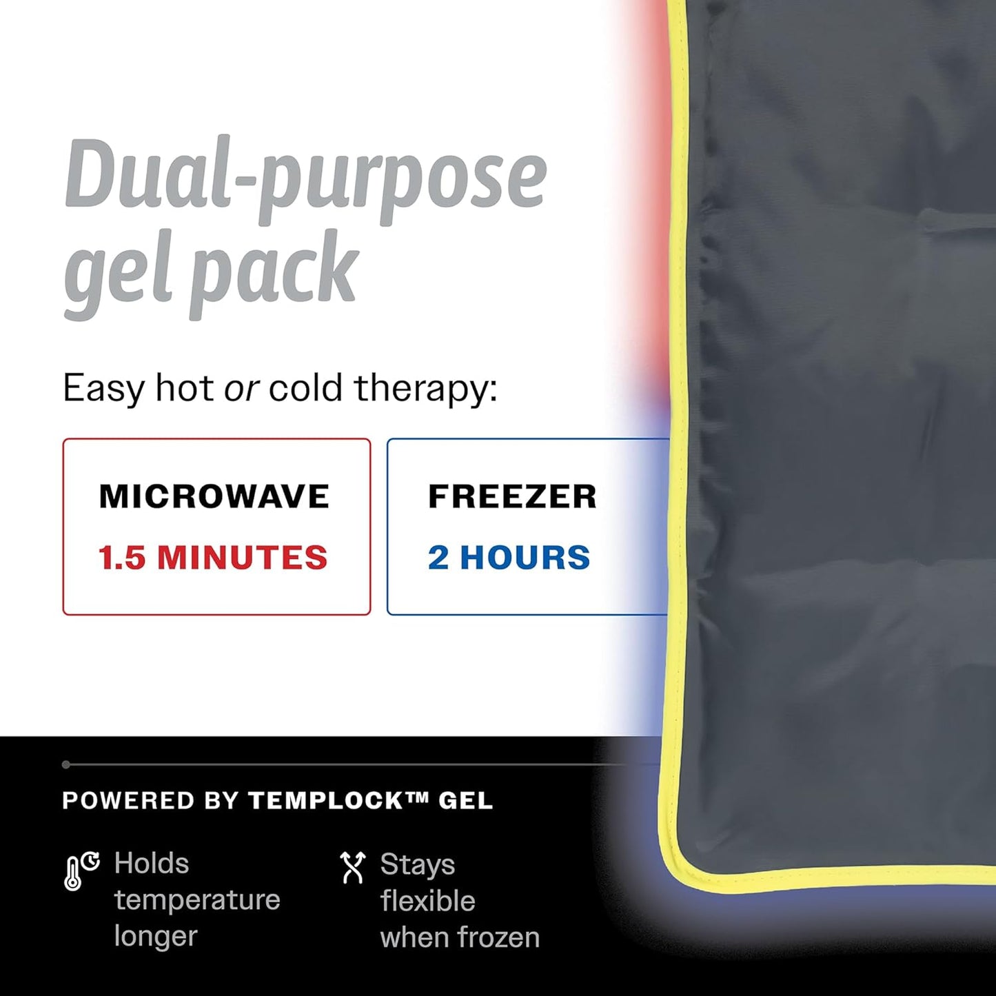 Hot & Cold Reusable Gel Packs (Medium, 2 Pack) Flexible Soft Compress - Ice & Heat Therapy for Injuries, Back, Shoulder, Hip, Knee, Joint Pain, Swelling, Bruises, Post Surgery - Sport Temp