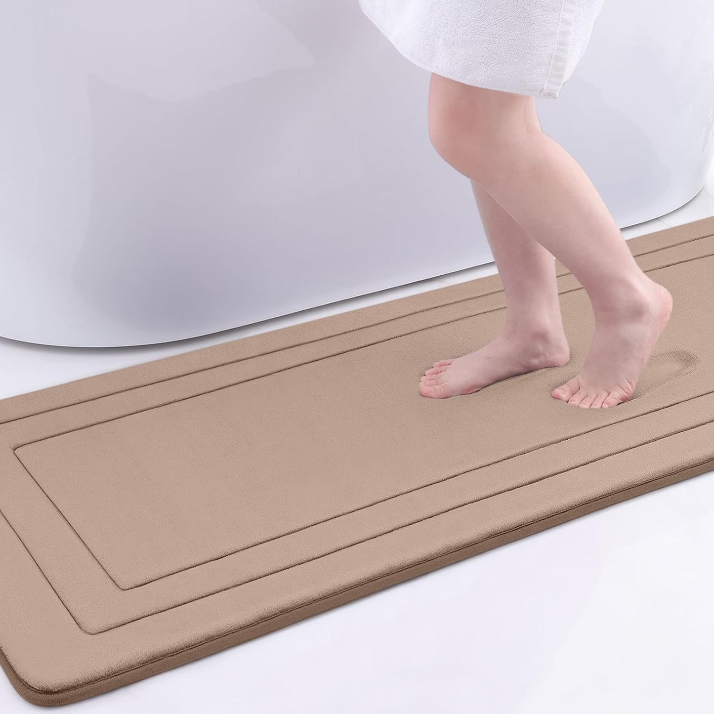 Arotive Memory Foam Bathroom Rug Mat 70x24, Ultra Soft and Absorbent Bath Mat, Machine Wash Dry, Comfortable Bath Rug Carpet for Bathroom Floor, Tub and Shower, Camel