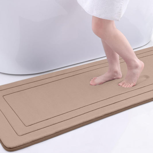 Arotive Memory Foam Bathroom Rug Mat 70x24, Ultra Soft and Absorbent Bath Mat, Machine Wash Dry, Comfortable Bath Rug Carpet for Bathroom Floor, Tub and Shower, Camel