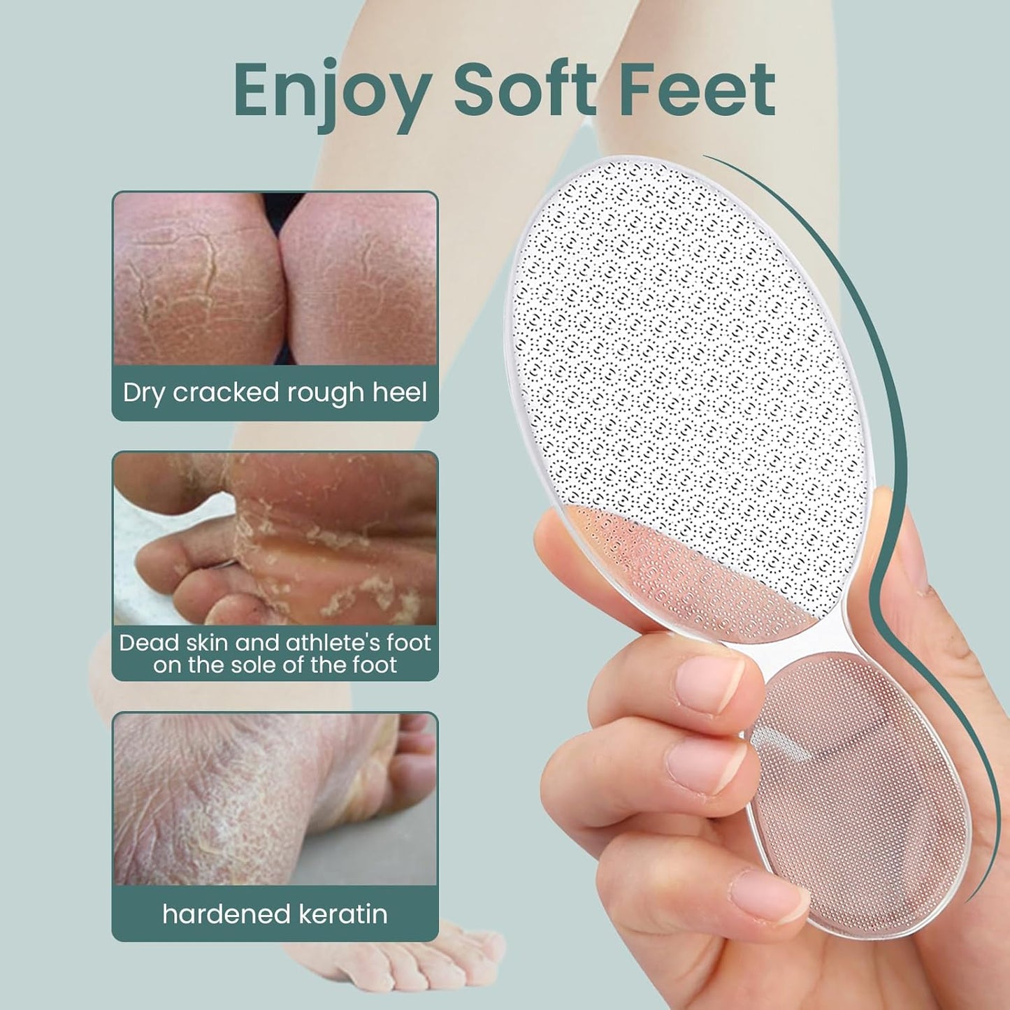 Glass Foot File 8-Shaped Rough and Smooth Sides Callus Remover Feet Heel Scrubber Dead Skin Scraper Pumice Stone Professional Pedicure Tools for Women and Men