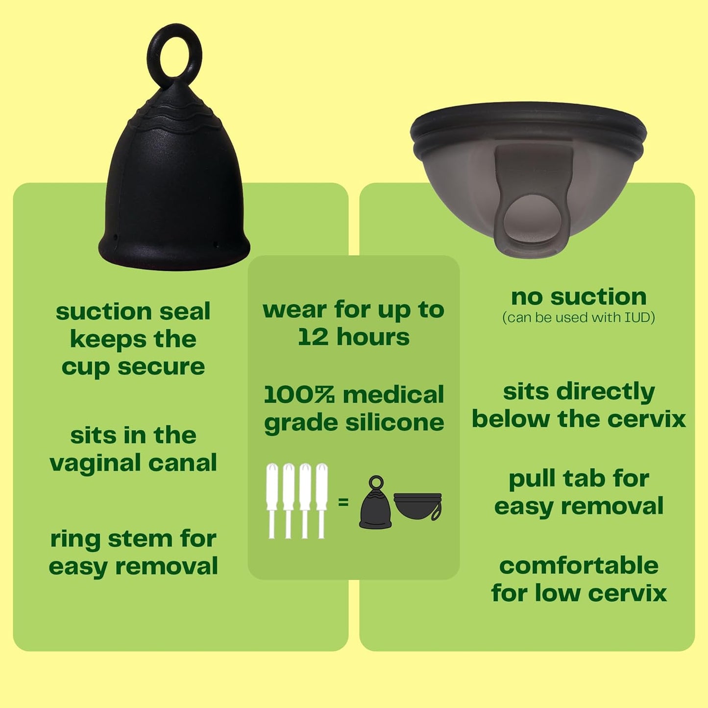 Viv for Your V Large Premium Menstrual Cups for Heavy Flow, Pull Tab Ring Stem Easy Removal, Soft Tampon Alternative, Comfortable 12 Hour Wear, Medical-Grade Silicone Reusable Period Cup