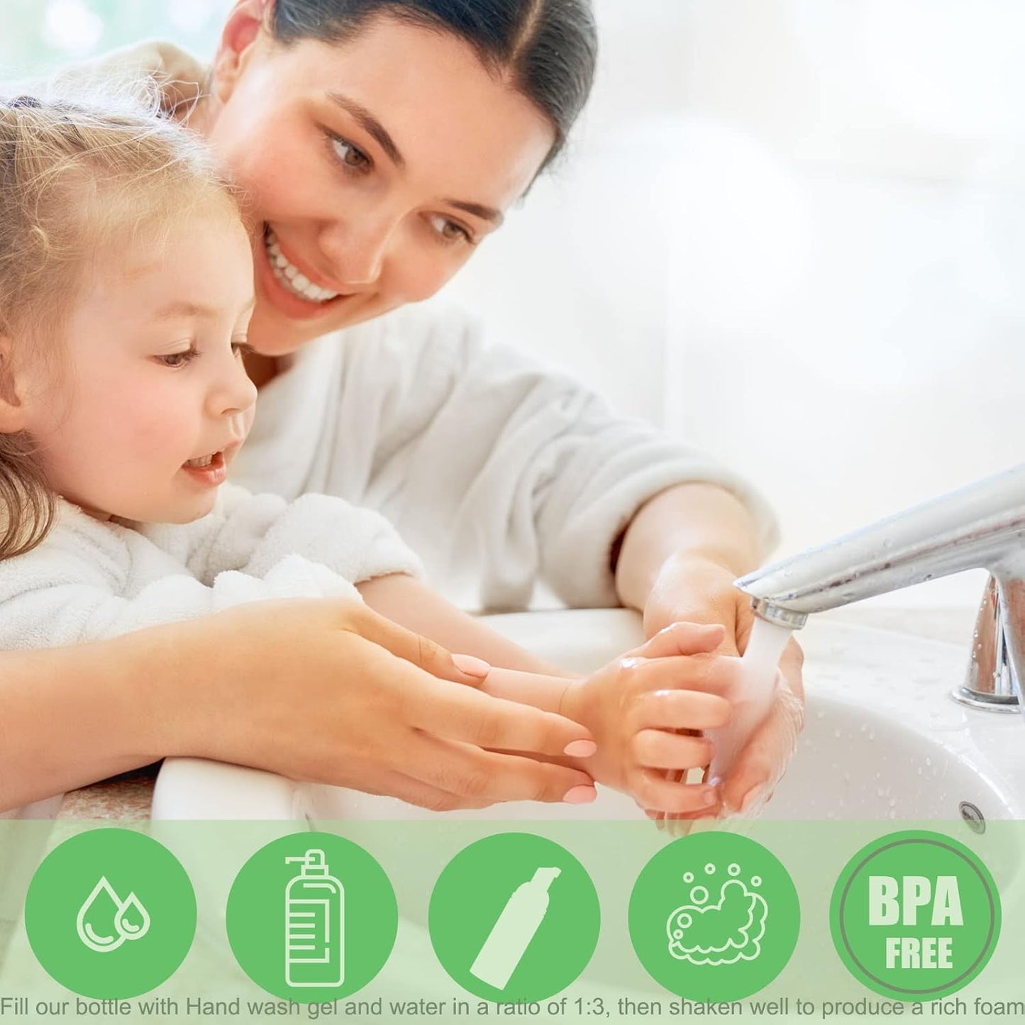 Lil Ray 2 Oz Empty Frosted Green Foam Pump Bottle, Travel Foamer Soap Dispenser for Lash Shampoo, Hand Soap, Foaming Cleaner(Green Pump, 12 PCS)