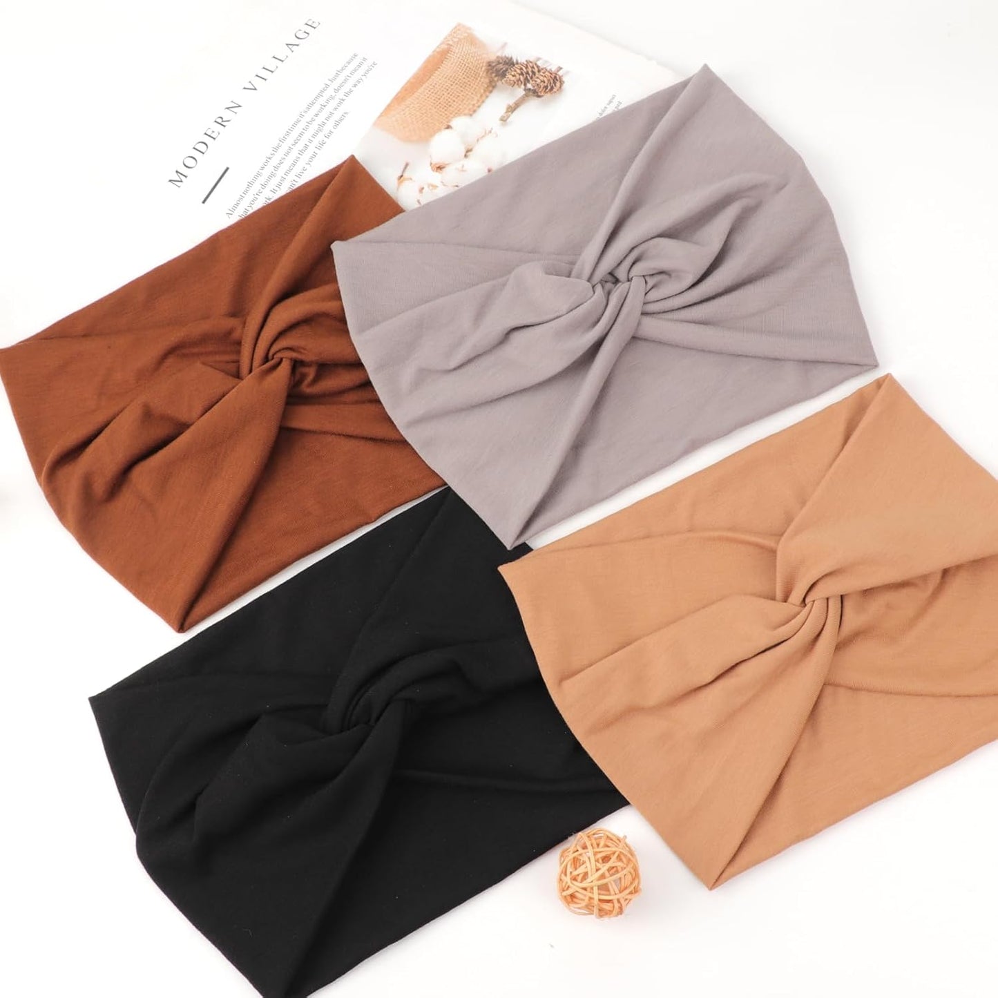 Extra Wide Headbands for Women Large Turban Headband Non Slip Boho Elastic Hairband Hair Twisted Knot Head Bands Accessories