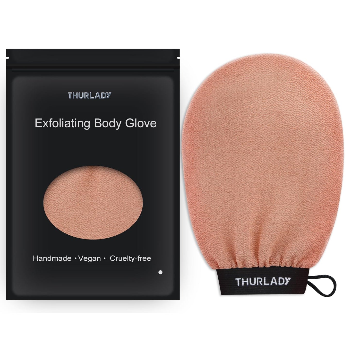 Exfoliating Glove - Korean Exfoliating Mitt - Exfoliating Body Scrubber, Body Exfoliator Scrubber, Viscose Fiber Shower Mitt, Dead Skin Remover for Smooth Skin, Self-Tan Prep & Removal, Peach