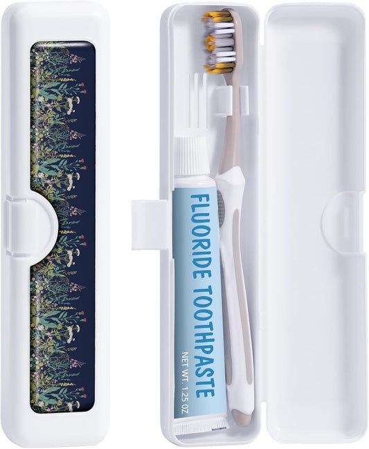 Toothbrush Travel Case - Colorful Pattern, Holder and Covers for Toothbrushes, Includes Tongue Scraper Case