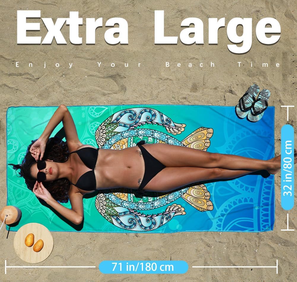 6 Pack Microfiber Lightweight Beach Towel Sand Free Quick Dry Absorbent Thin Compact Towels for Swimming Pool Camping Beach Accessories Large Easy Pack Travel Things for Vacation Essentials Gift