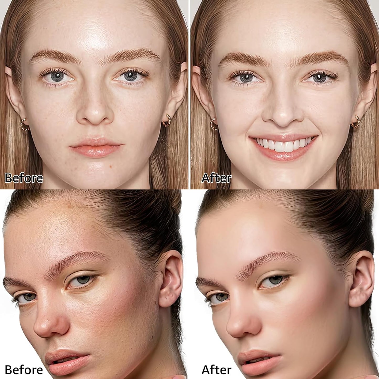 Air Cushion CC Cream Foundation - Mushroom Head BB Creams, Long Lasting Concealing Brightening, Moisturizer Face Cream,Facial Skin Care Makeup For All Skin Types (Ivory)