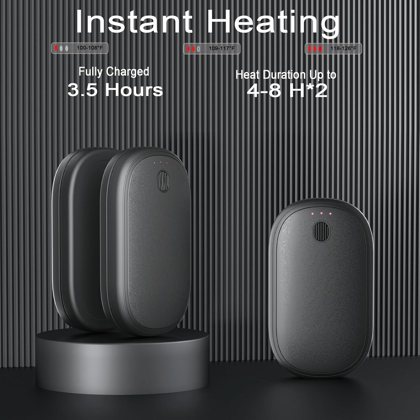 Hand Warmers Rechargeable, Magnetic Hands Heater, Fast Heating in 3s with 3 Settings, Electric Pocket Warmer, UL Certified Safe for Winter Camping, Hunting Trips, and Golf Games